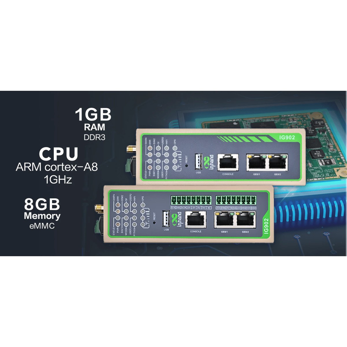 Gateway IG902 InHand edge computing compatibile con protocolli Modbus e MQTT. 3