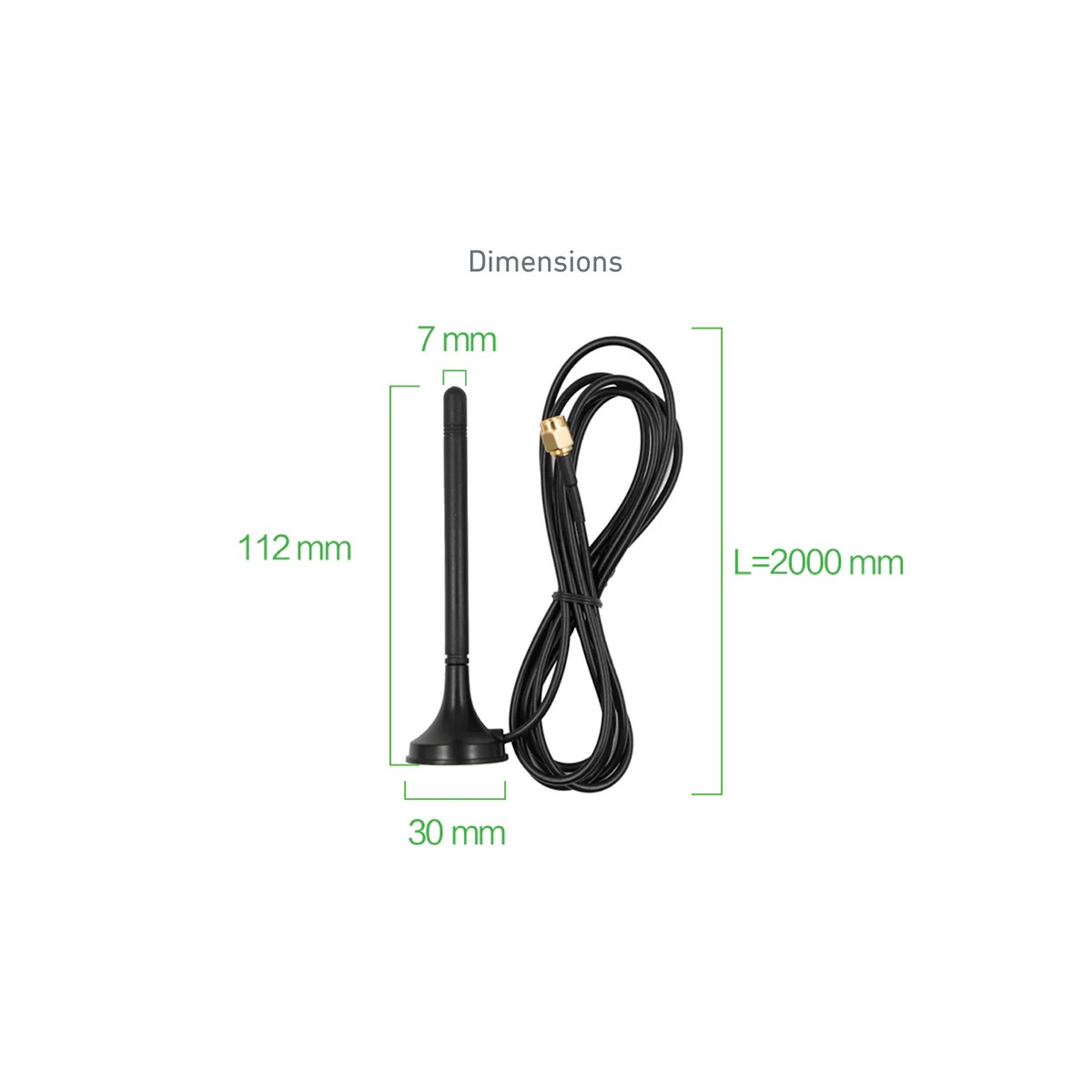 4G magnetic base antenna 2 m cable SMA male InHand AANT090033
