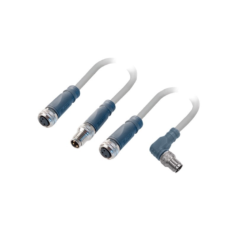Connettore I/O pre-cablato maschio dritto M8 3 poli - femmina dritto M8 3 poli PVC